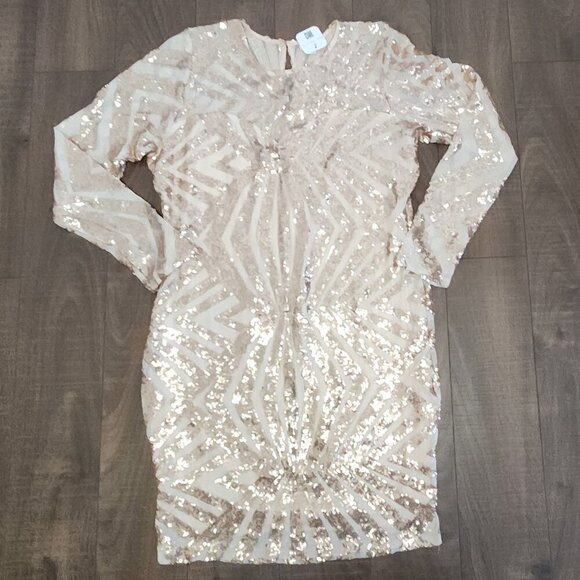 NWT Bluebell Dress Size 3XL Gold Sequence Long Sleeves Sparkle Formal/Wedding - Picture 1 of 8